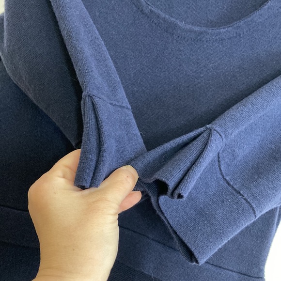 Boden Dress Womens 6 8 Navy Blue Fit Flare Sweater Knit Knee Length Scoop Neck - Picture 7 of 13